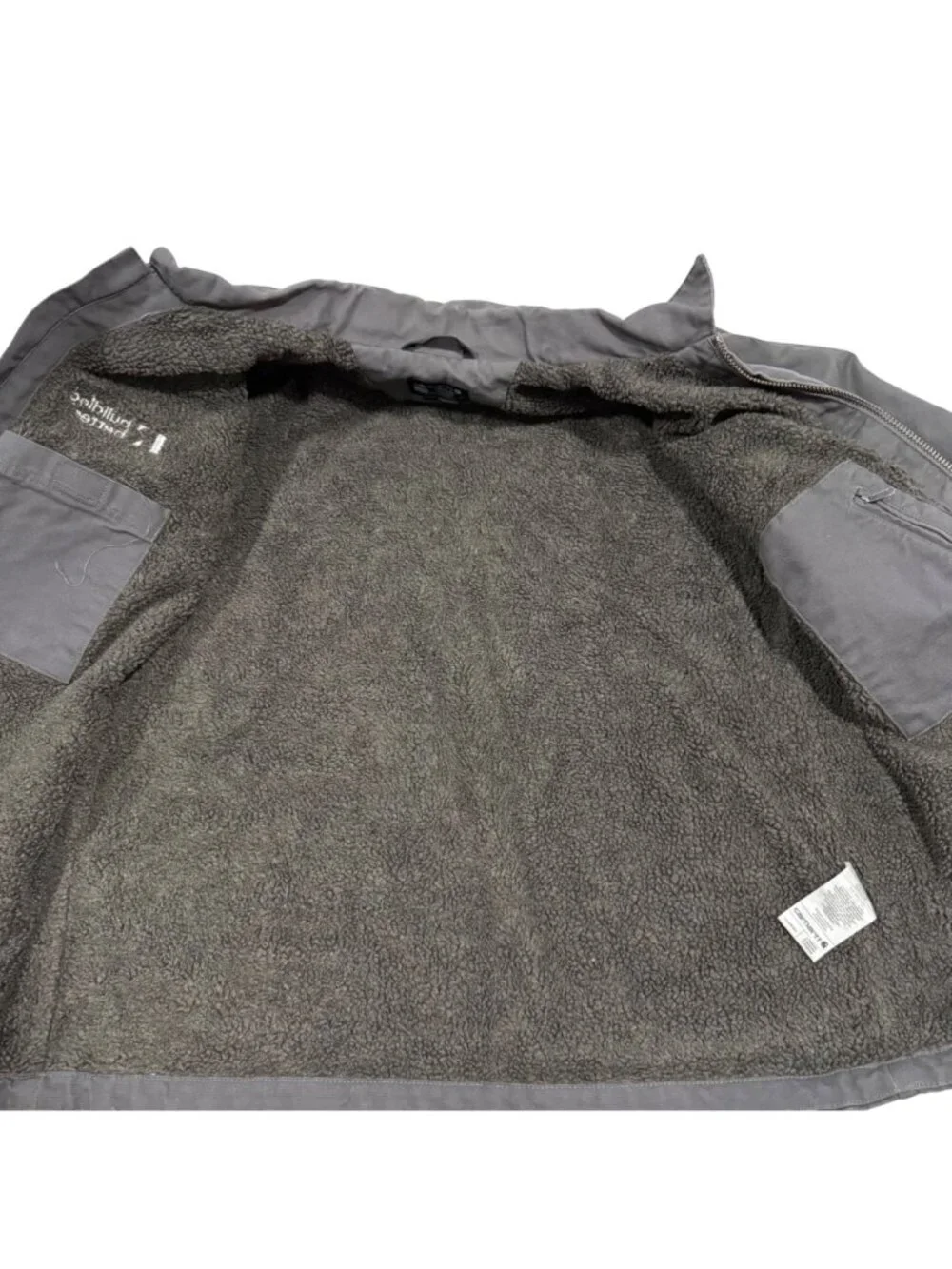 Carhartt Men's Washed Duck Sherpa-Lined Ridge Coat Loose Fit Gray Size L